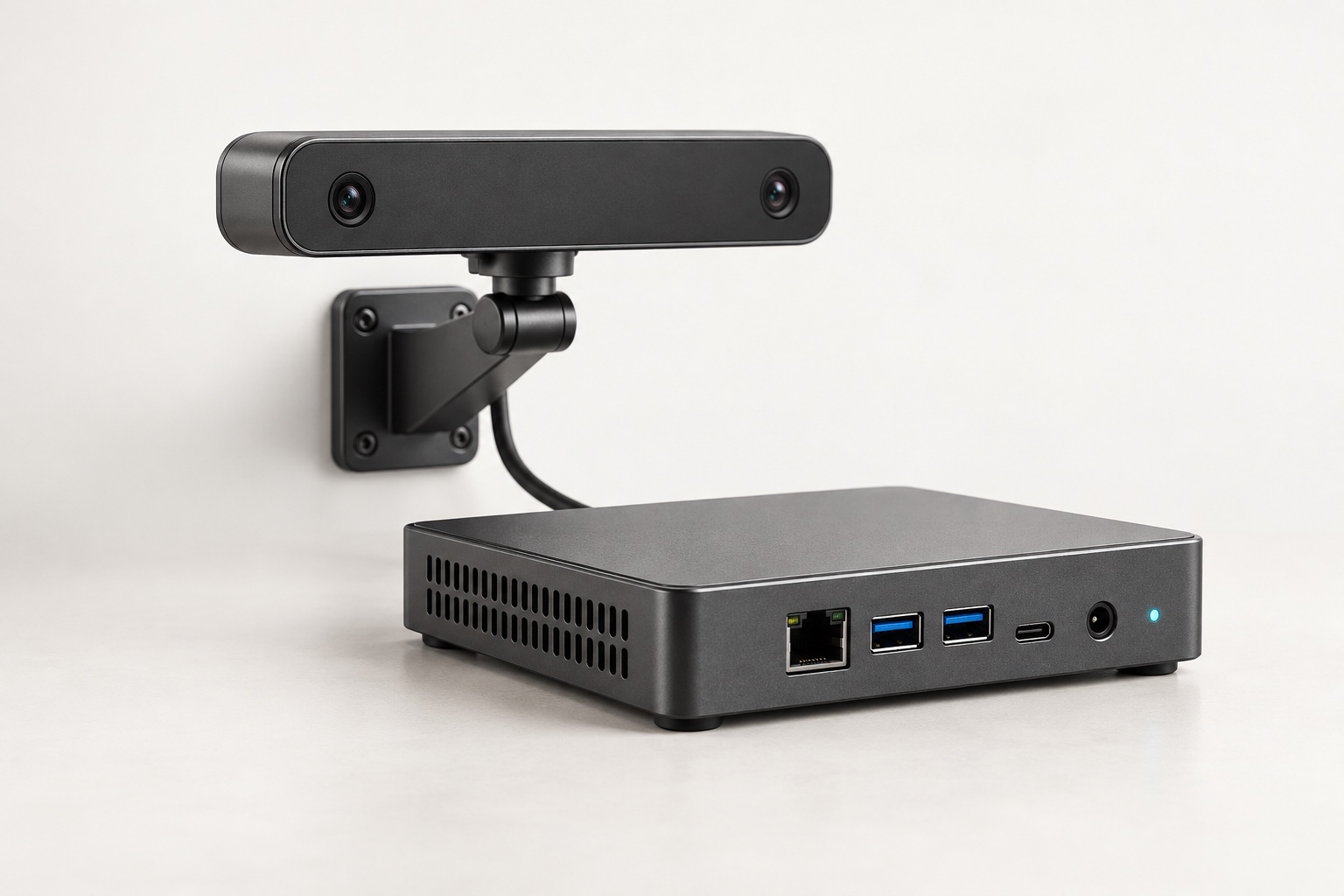 Kompakt edge işlem birimi ve kamera barından oluşan LedSense donanım konsepti